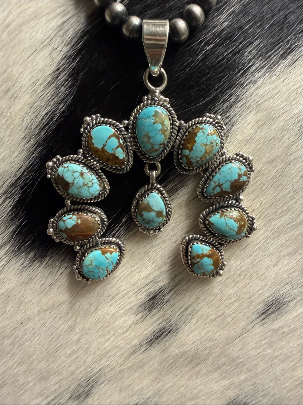 Turquoise Squash Blossom Pendant Necklace Mine 8 (Necklace NOT included) - Picture 2 of 7